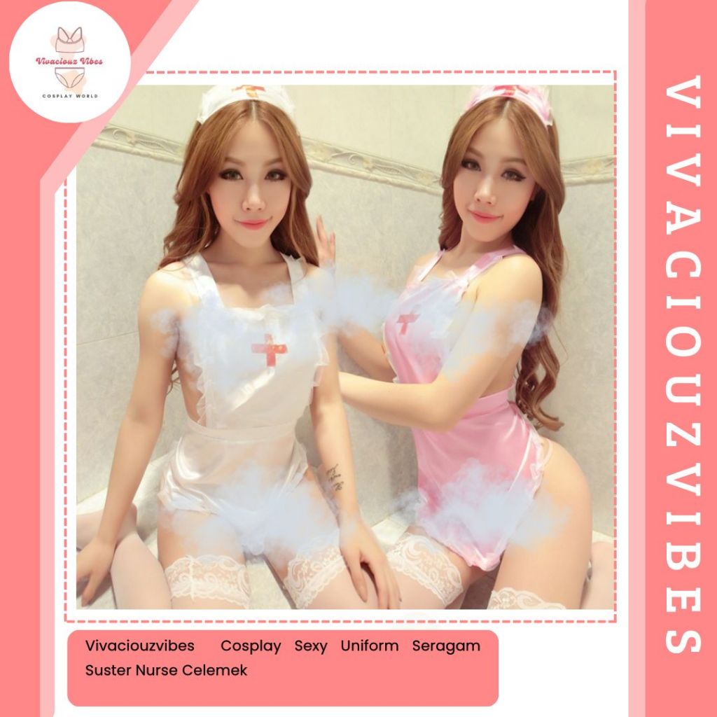 Vivaciouzvibes Cosplay Sexy Uniform Seragam Suster Nurse Celemek