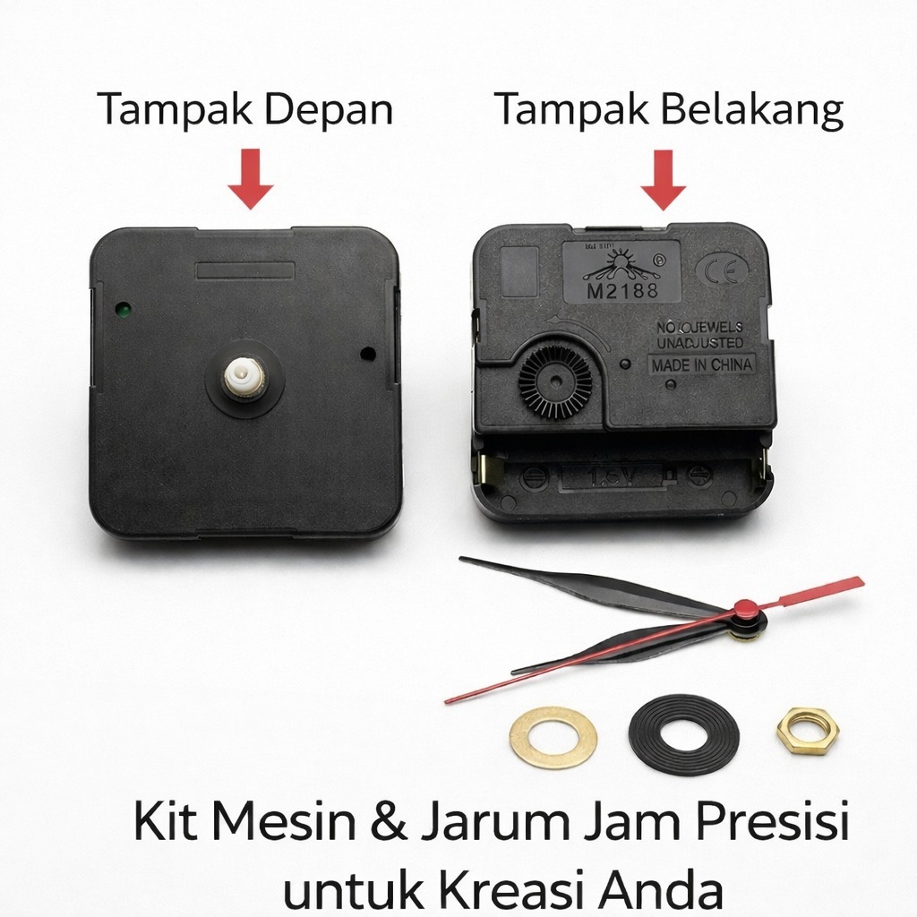 Mesin Jam Dinding Quartz Silent + Jarum Jam DIY Kit Sparepart Jam Kecil