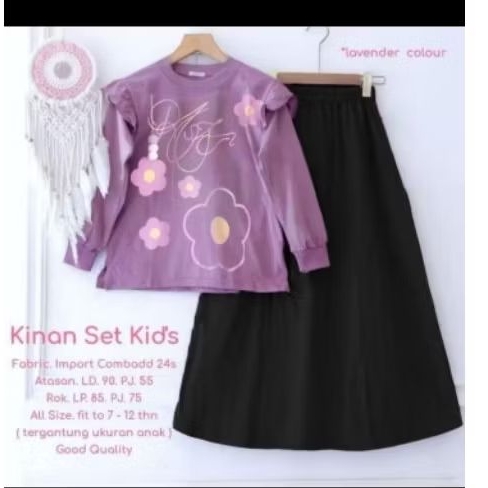 KINAN SET ROK KIDS (6-15TAHUN) CRINKLE // SETELAN KEKINIAN // SETELAN REMAJA // SETELAN ROK KEKINIAN