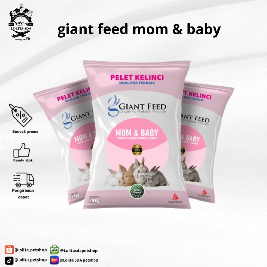 giant feed pakan kelinci mom & baby pelet kelinci giant feed 1 sak
