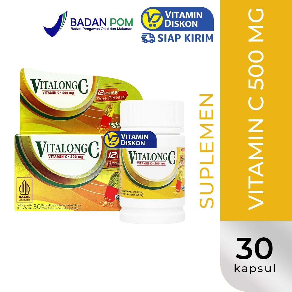 VITALONG C VITAMIN C 500 MG ISI 30 KAPSUL | Suplemen Daya Tahan Tubuh, Imunitas Tubuh