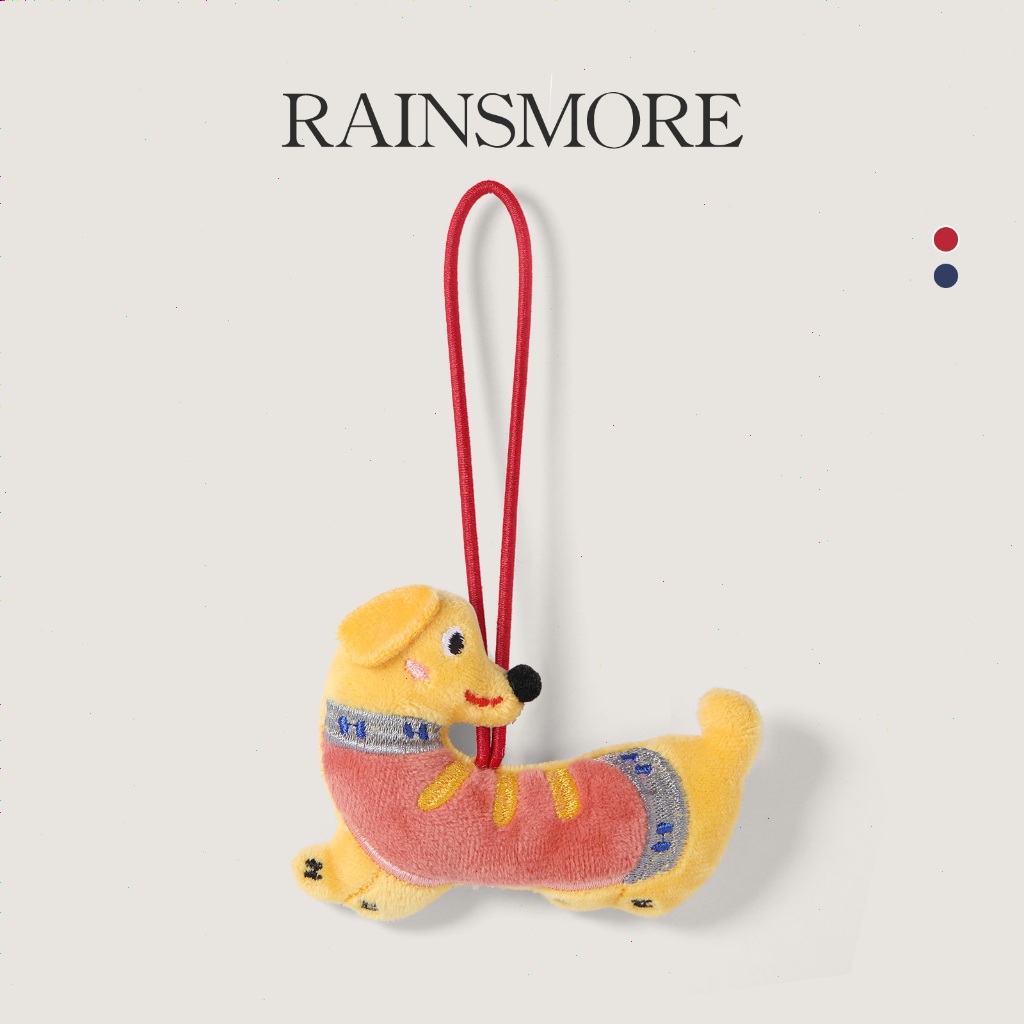 RAINSMORE Gantungan Kartun Dachshund: Boneka Bulu Orisinil, Aksesori Lucu Berbentuk Anjing