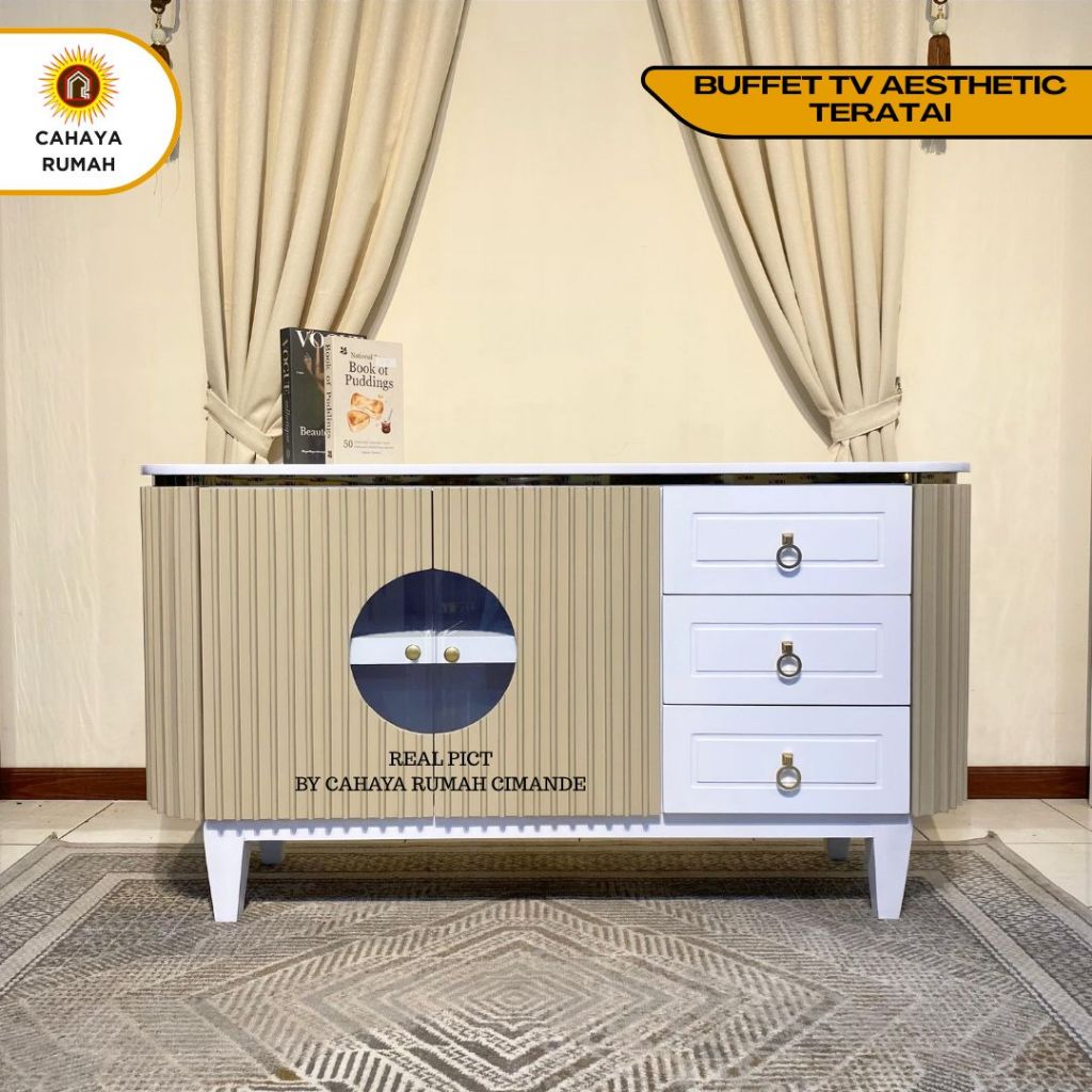 Cahaya Rumah Bojong Gede - Buffet Aesthetic Estetik Teratai / Buffet TV / Meja TV / Meja Kecil / Mej