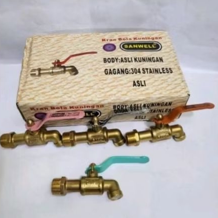 Kran Air 1/2" inch Kuningan ASLI SANWEL / Keran Kuningan Stainless