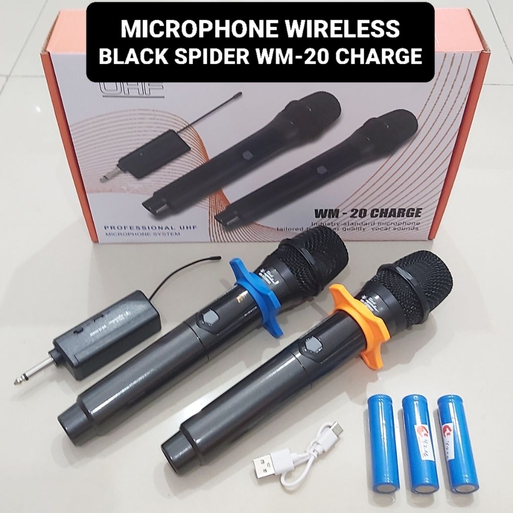 BLACK SPIDER Mic Wireless WM-20 Microphone Tanpa Kabel WM20