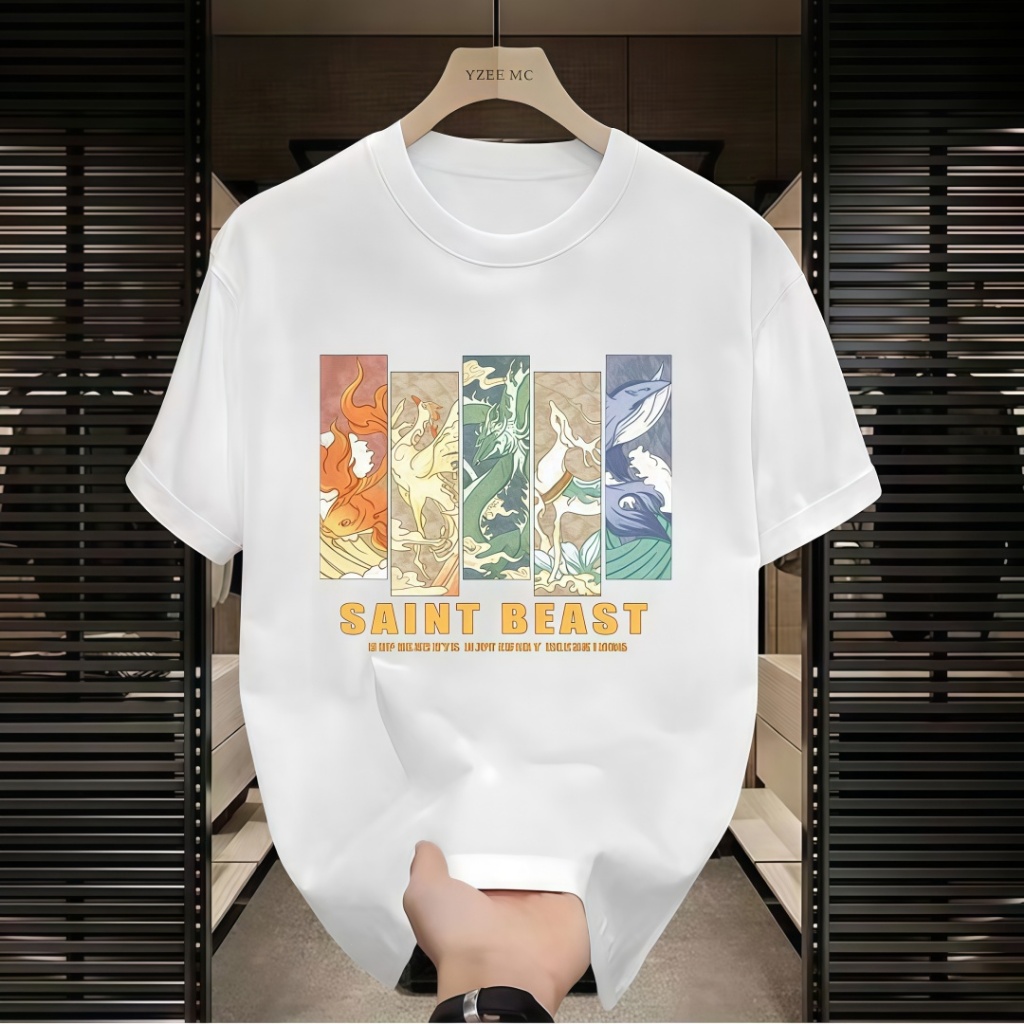 (COD)   Rekomendasi Kaos Pria Saint Beast Viral | Katun 100% | COD