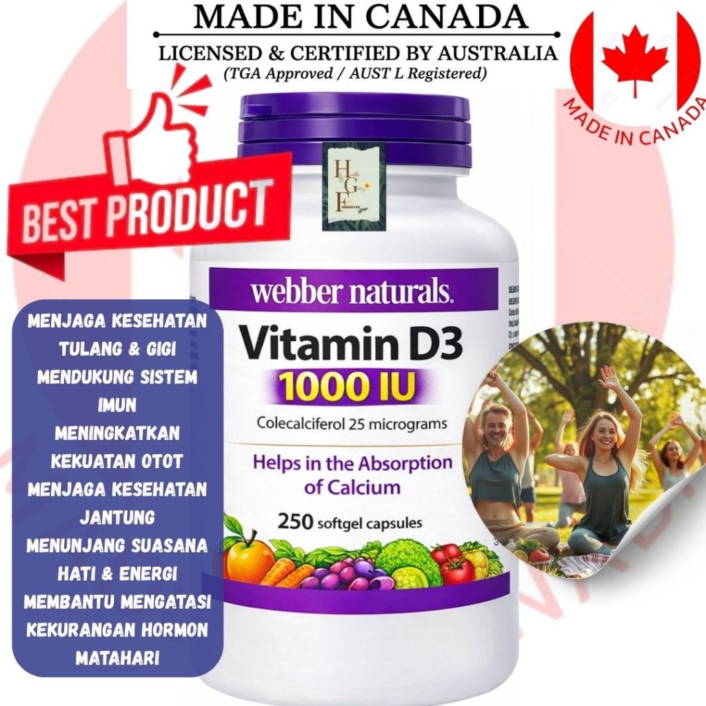 Webber Vitamin D3 1000 IU – 250 Caps Webber Naturals Vitamin D3 1000IU 250 softgel capsules