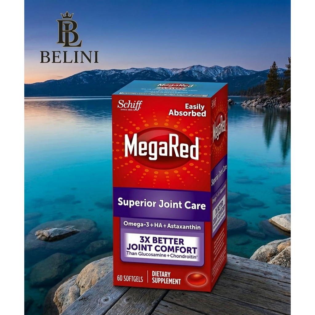 Schiff MegaRed Superior Joint Care, Isi 60 Softgels - Suplemen Sendi Krill Oil & Hyaluronic Acid, Ya