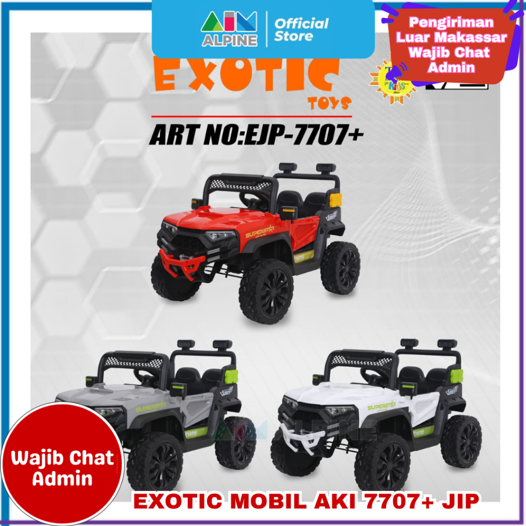 EXOTIC MOBIL AKI 7707+ JIP | Mobil Aki Remote Anak, Ban Eva Karet