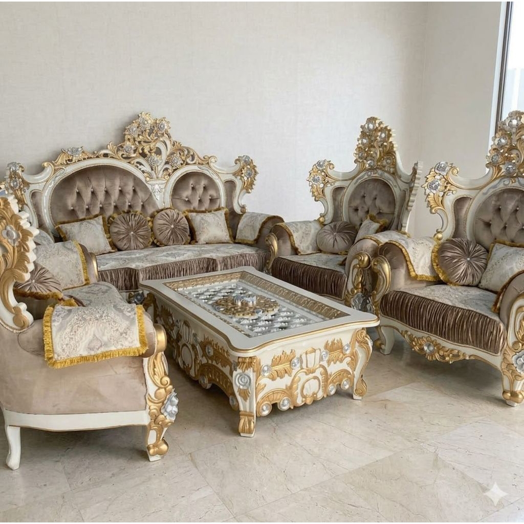 Set Sofa Tamu Mewah Kayu Jati Terbaik Kursi Tamu Sultan Modern Terlaris