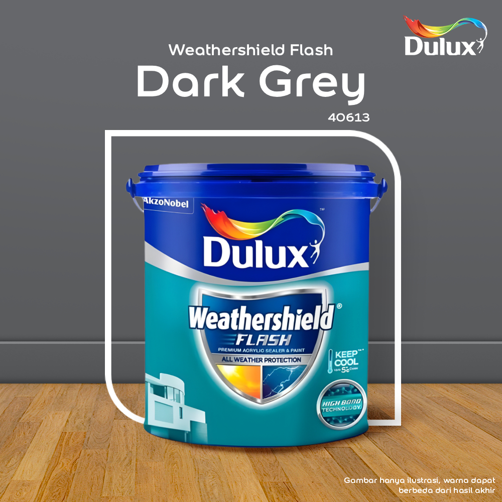 CAT TEMBOK DARK GREY DULUX WEATHERSHIELD FLASH - 2,5 LITER CAT DARK GREY 40613 CAT TEMBOK EKSTERIOR 