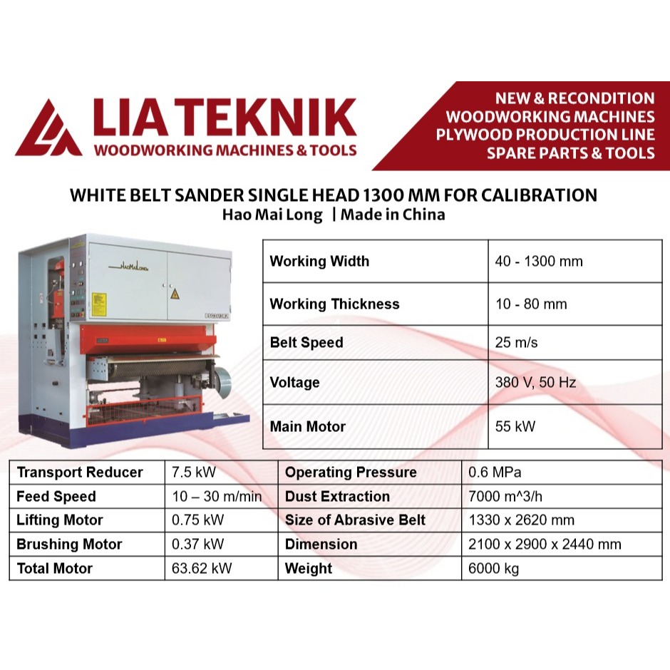 Wide Belt Sander 1300 MM Hao Mai Long 1 Belt Mesin Sanding 1300 MM Hao Mai Long 1 Belt Baru Made in 