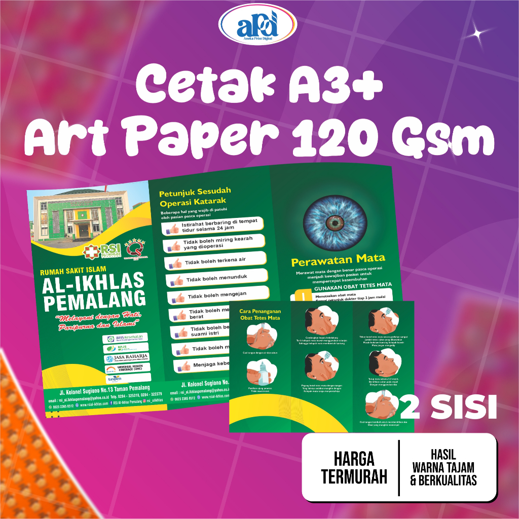 CETAK A3+ ART PAPER 120 [ 2 SISI ] / PRINT A3+ ART PAPER 120 GSM / BROSUR / FAMLET