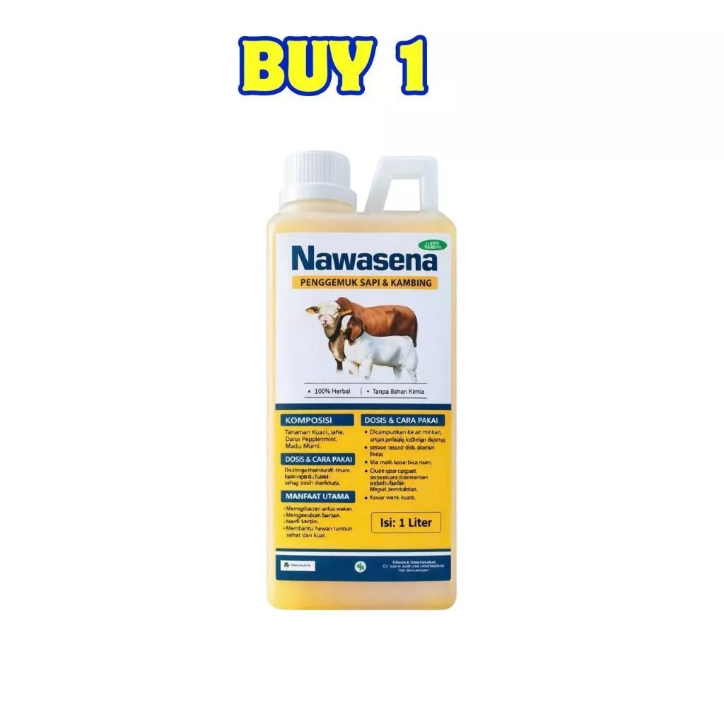 Nawasena 1L vitamin sapi & kambing untuk nafsu makan naik – bantu ternak cepat gemuk, suplemen terna