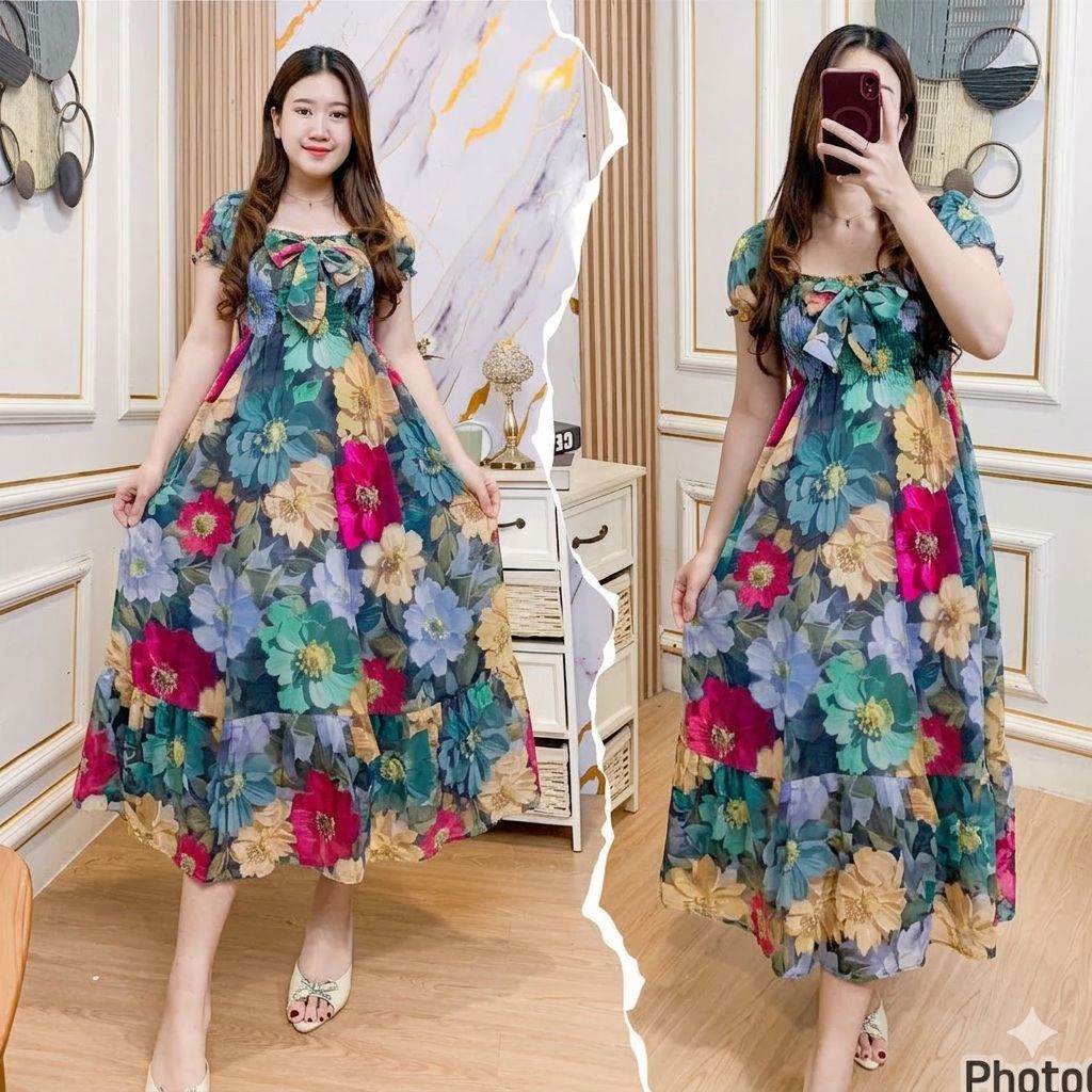 daster bali kerut panjang rok susun lyona