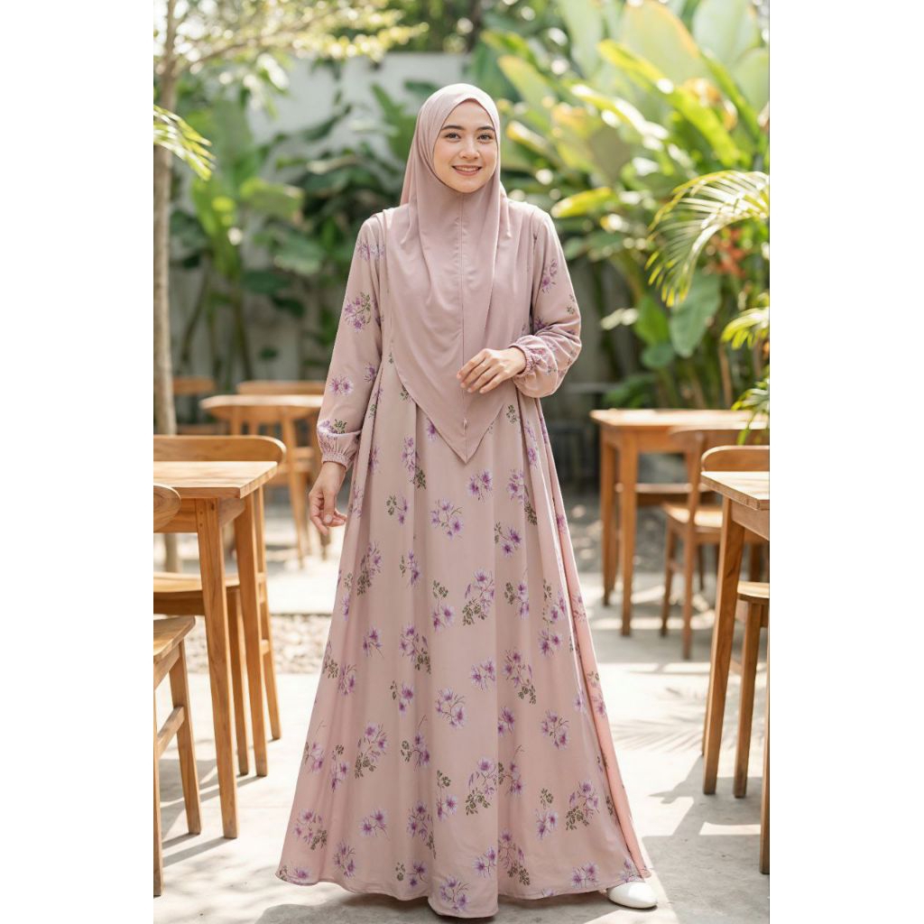 GAMIS ZARA FLOWERY VINTAGE BY ZAFEETRI (GAMIS SAJA) // GAMIS SYARI MOTIF BUNGA