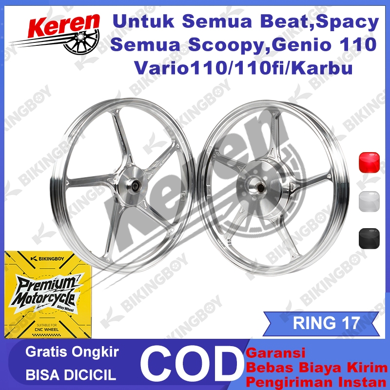 VELG BIKINGBOY RACING CNC VELG Ring17 Ukuran 140/17 & 160/17 Untuk Beat, Scoopy,Genio,Spacy,Vario 11