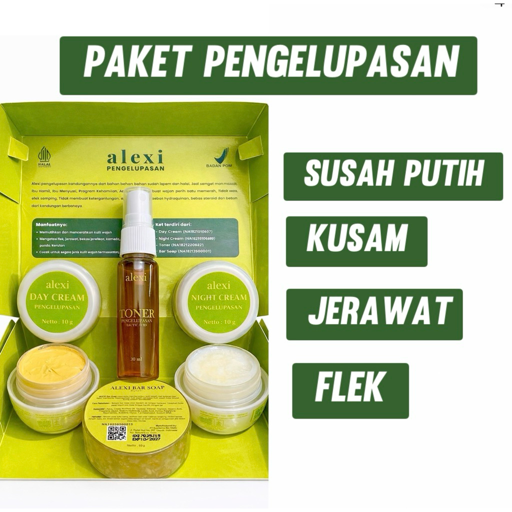 ALEXI SKINCARE Pengelupasan - Cream Pemutih Wajah / Krim Pencerah Wajah Glowing - Atasi Kusam Flek J