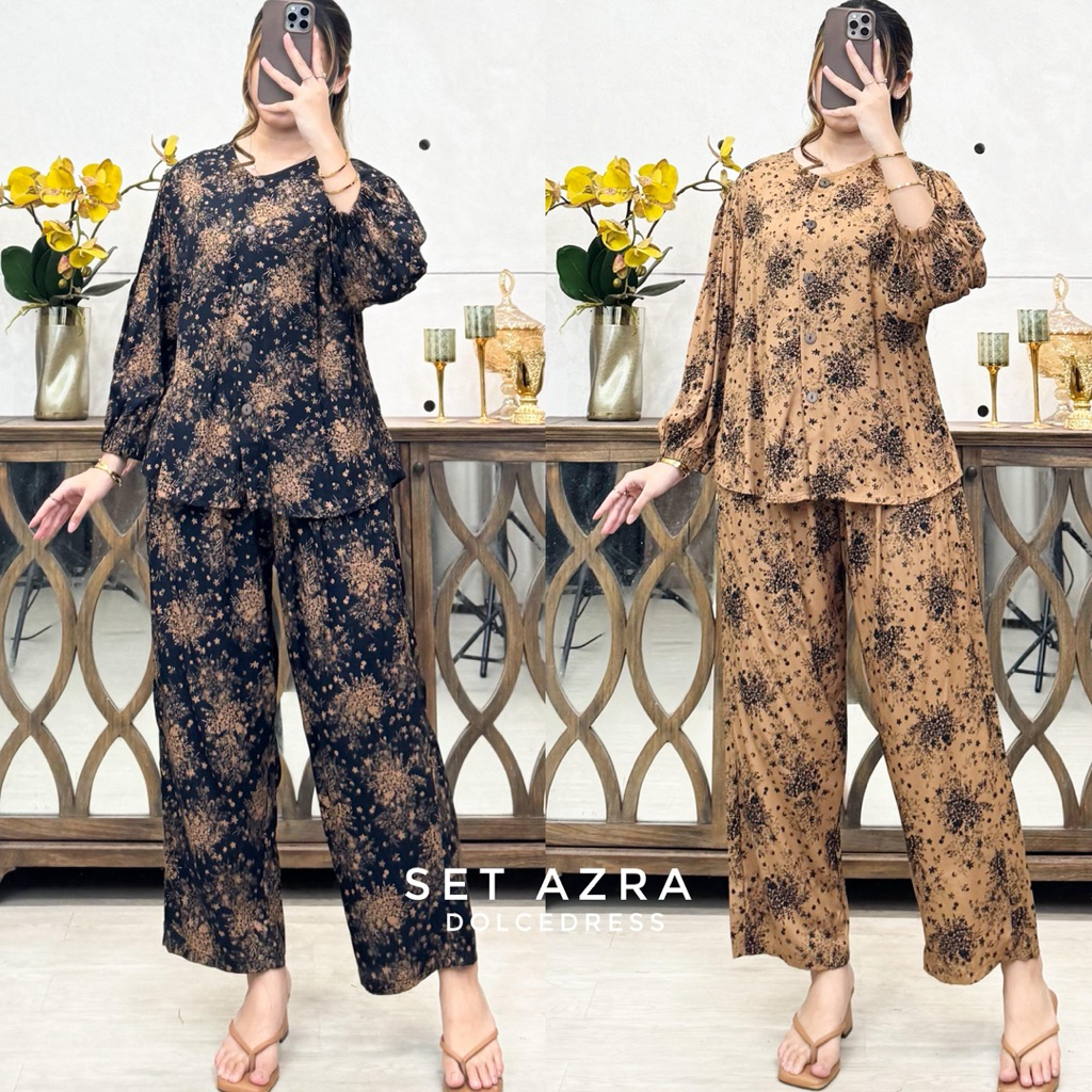 Setelan Celana AZRA Motif Bahan Rayon by DolceDress