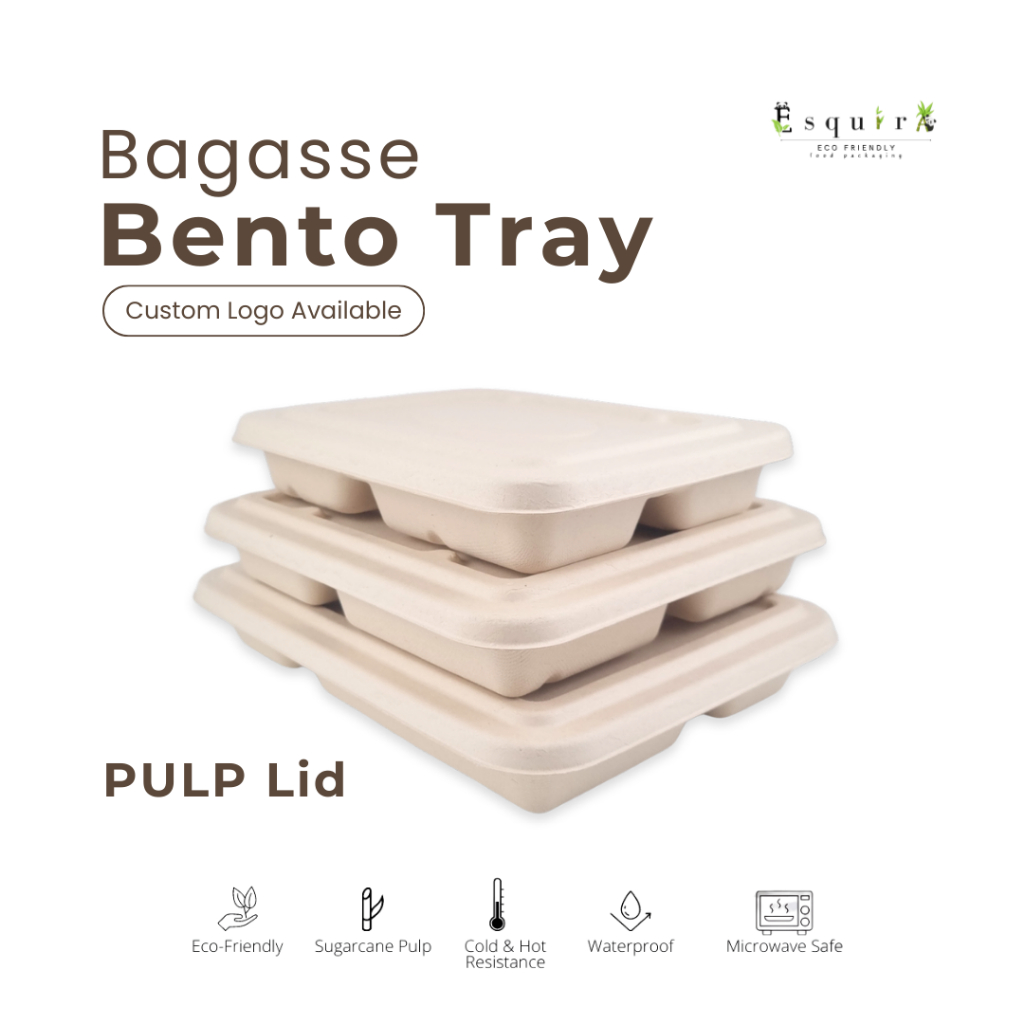 Bagasse Bento Tray 3,4,5 Sekat / BTC31100 / BTC41200 / BTC51400