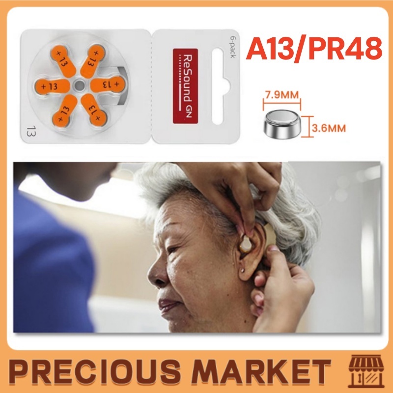 6Pcs Baterai Ukuran 13 Universal Alat Bantu Dengar Battery Baterai GN Resound 13 Hearing