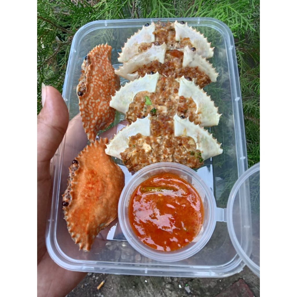 ketam isi full telur rajungan isi 6 pcs/box (plus saus padang)