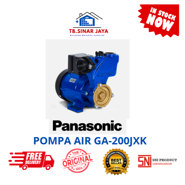 Panasonic Pompa Air Sumur Dangkal GA-200JXK - Pompa Listrik Non-Otomatis 200W Original SNI