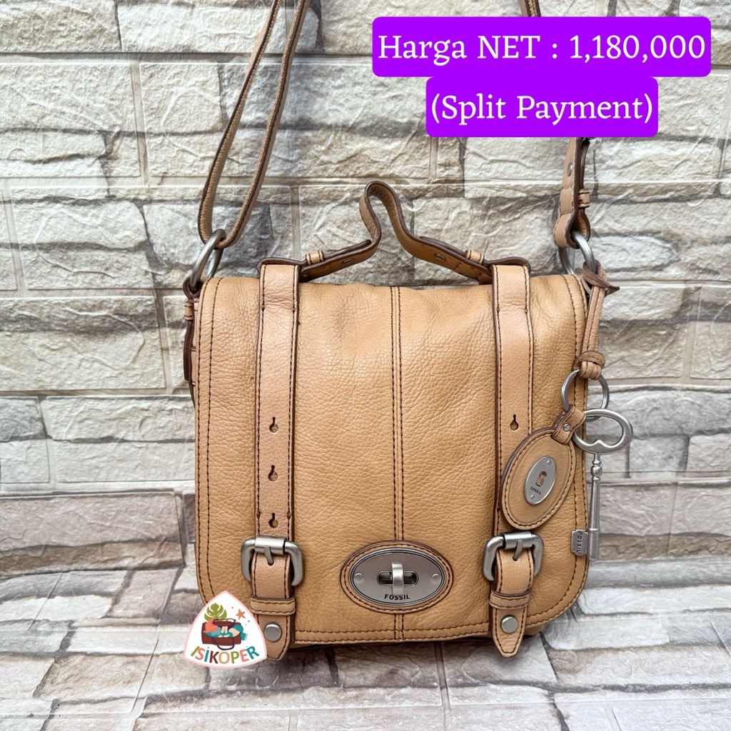 707# NET-Preloved Fossil Maddox Messanger Top Handle Crossbody Camel