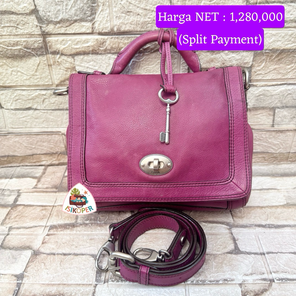 708# NET-Preloved Fossil Marlow Top Handle Crossbody Fucia