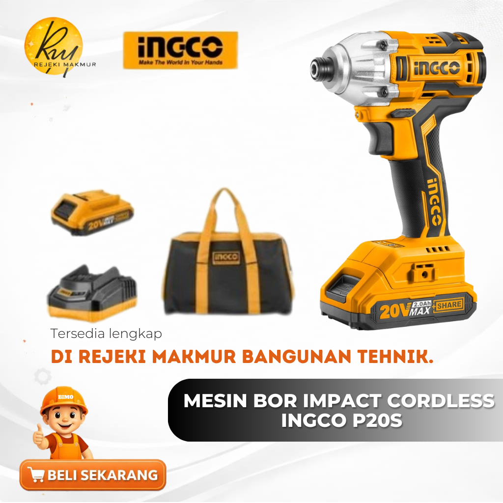 Mesin Bor Impact Cordless INGCO/Mesin Bor berkualitas/Mesin Bor impact murah