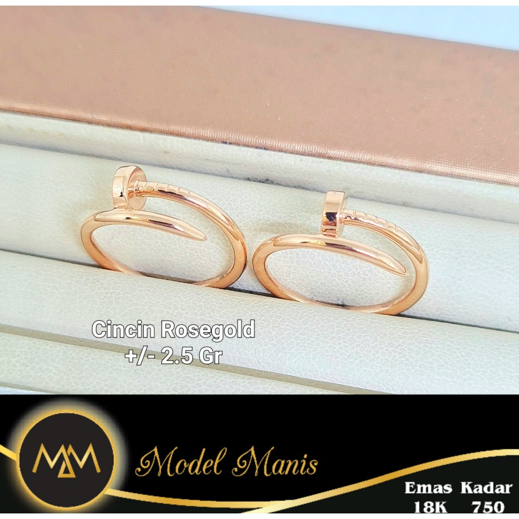 Cincin Paku Stamp Fashion Italy AU Rosegold 750 kadar 18k
