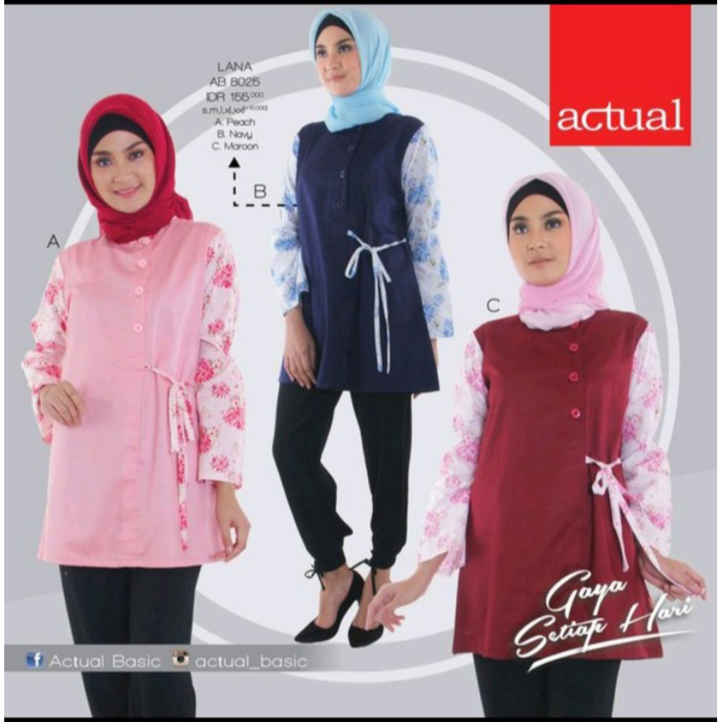 atasan Actual lana AB8025 ready navy,peach,maroon