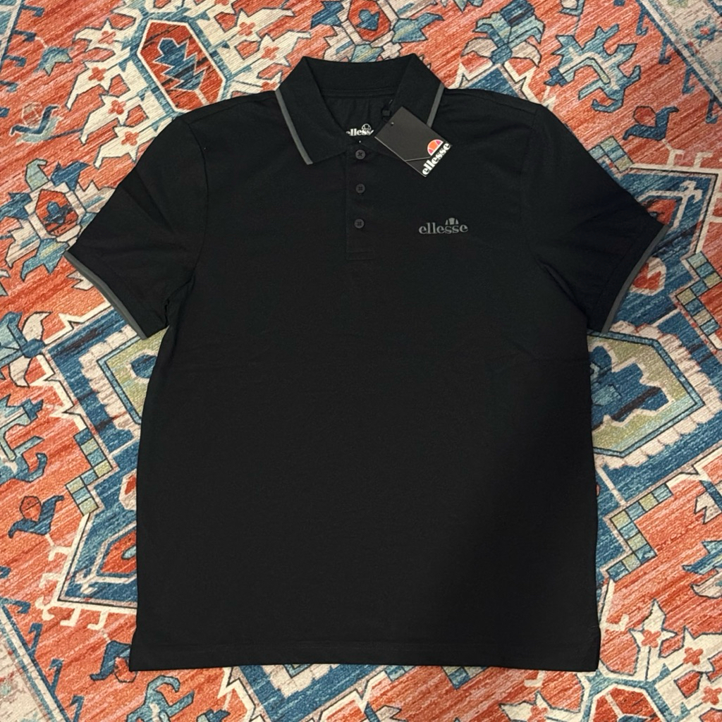 Ellesse Polo Shirt Black Grey Original