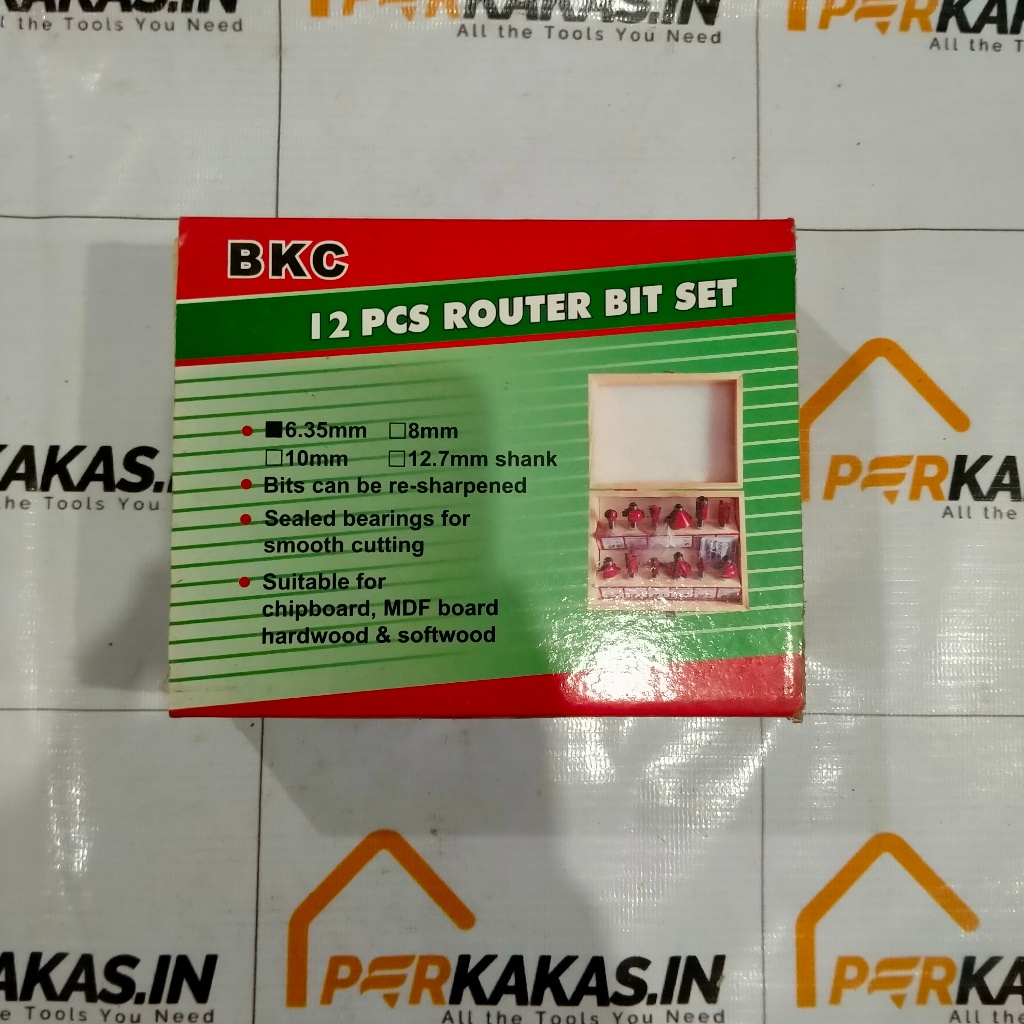 BKC MATA PROFIL KAYU SET 12 PCS TRIMMER ROUTER BIT SET SHANK 6.35MM