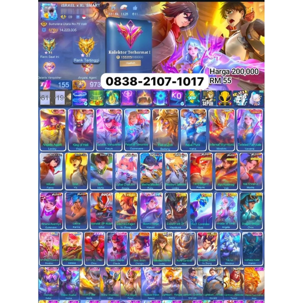 jual akun mobile legends sultan asli mumer