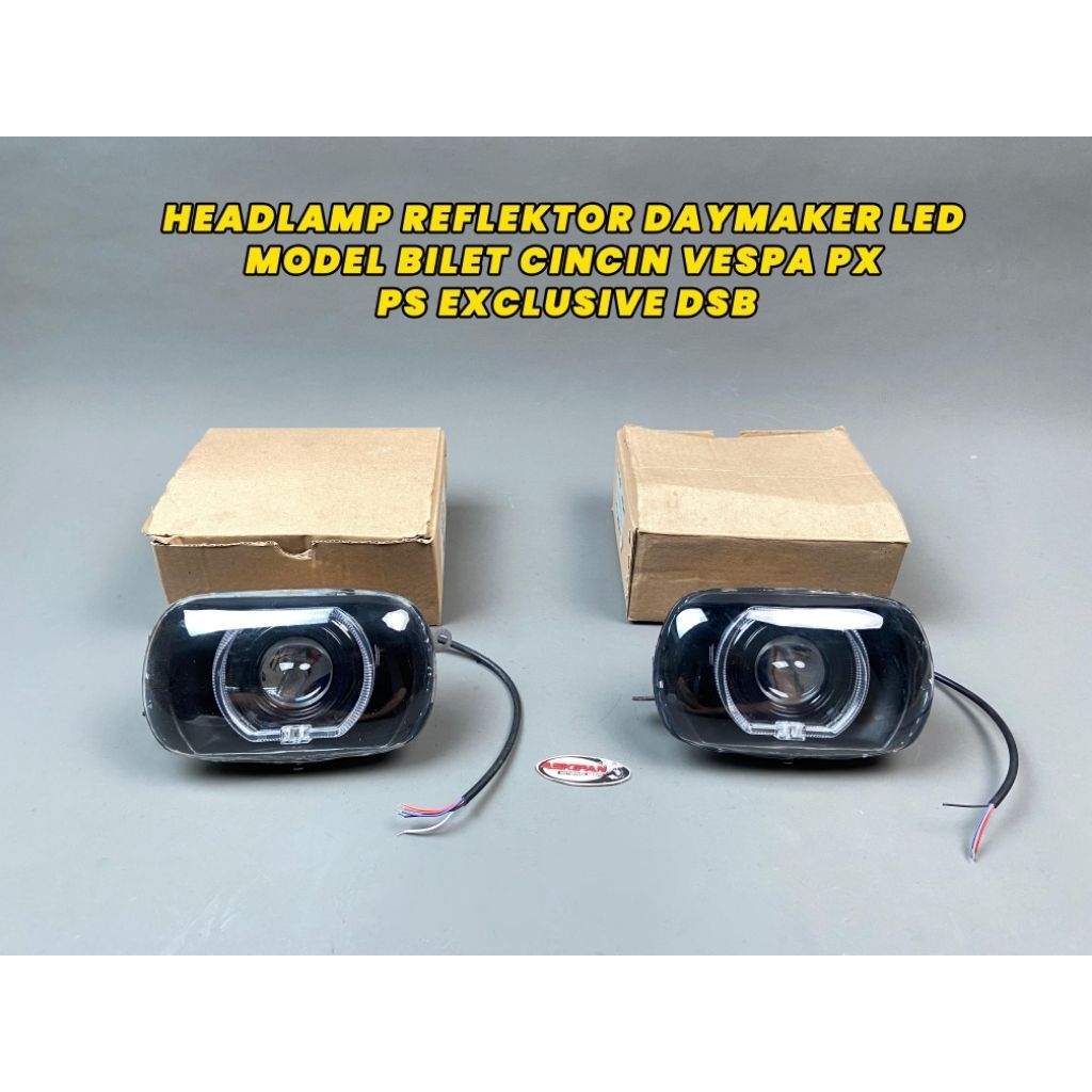 HEADLAMP REFLEKTOR DAYMAKER LED MODEL BILET CINCIN VESPA PX PS EXCLUSIVE DSB. BAHAN CANGKANG SERAT F