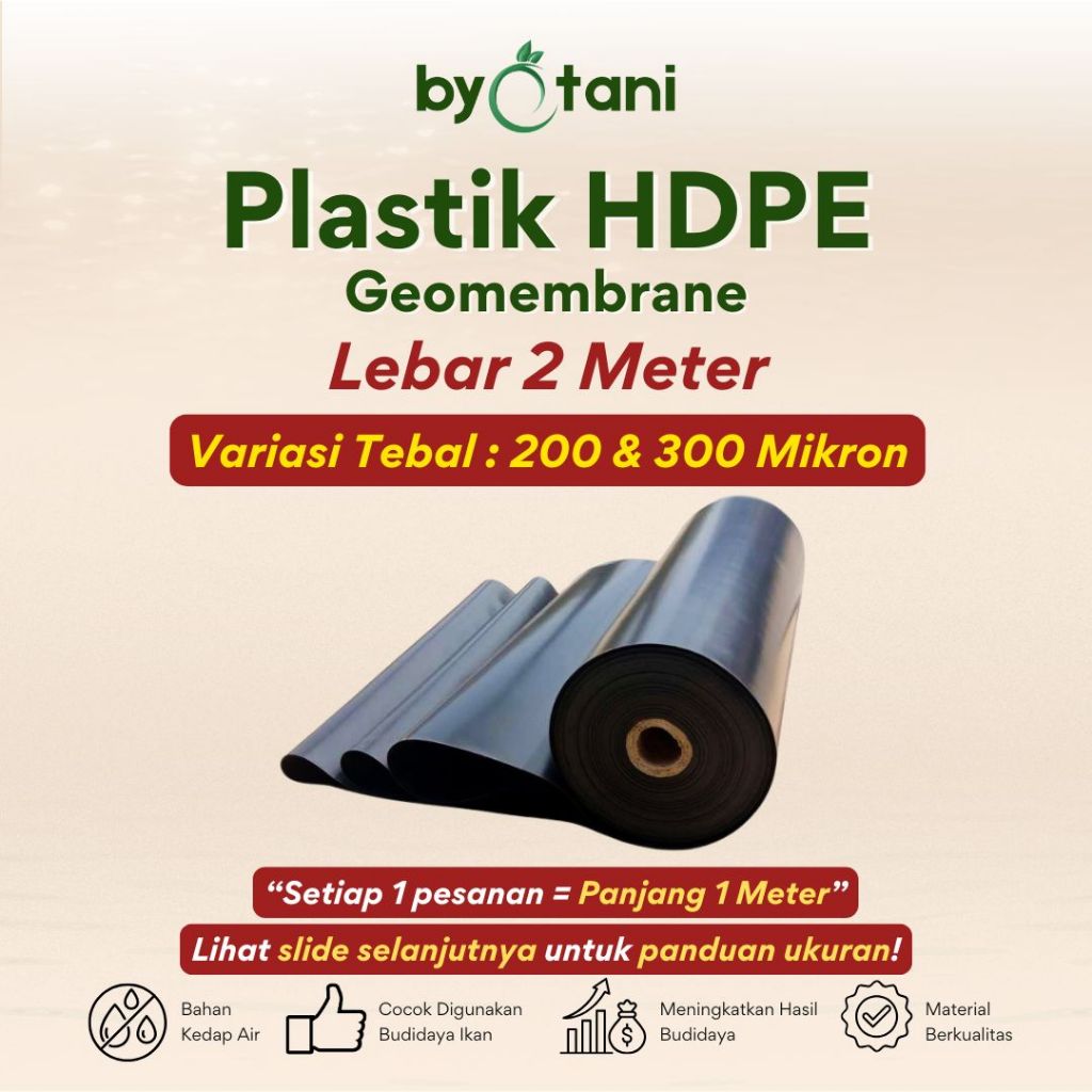 Plastik HDPE Geomembrane Tebal 200 Micron Lebar 2 Meter