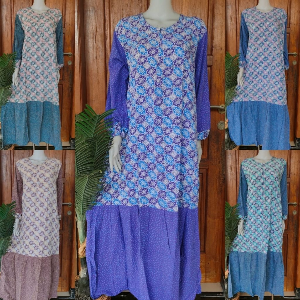 DASTER PANJANG ISAURA BY QONITA ORIGINAL LENGAN PANJANG KARET RESLETING DEPAN BUSUI UKURAN L