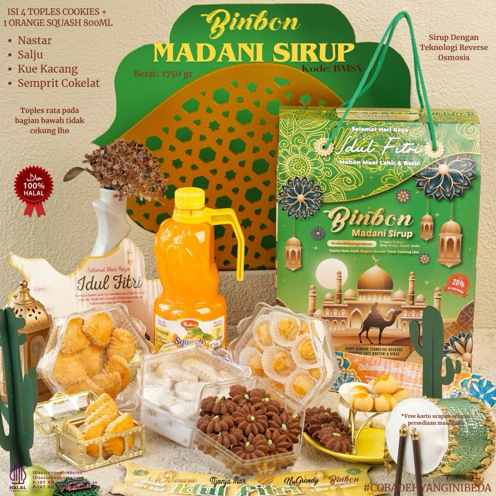 Binbon Madani Sirup Isi 4 Toples Cookies + 1 Sirup