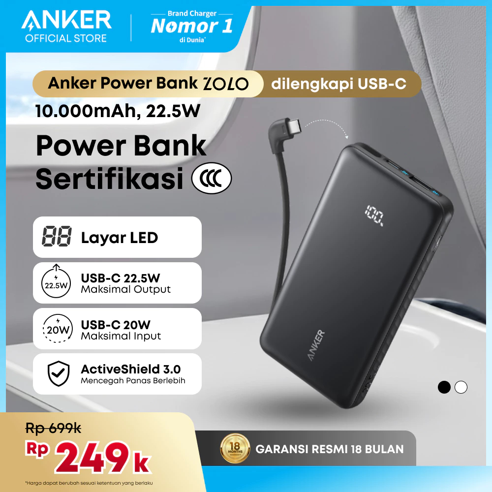 ANKER POWERBANK 10.000 MAH 22.5W + KABEL TYPE C TO C A1388