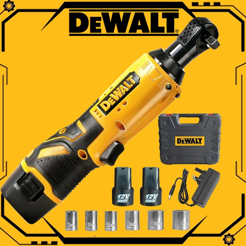 DeWalt 12V Cordless Ratchet Wrench, includes 2 lithium batteries, 3/8 inch cordless electric ratchet