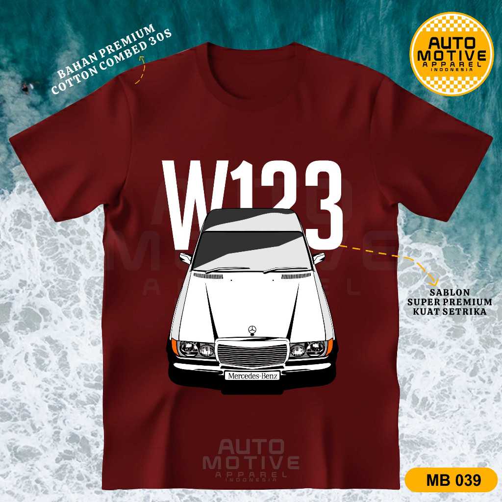 AUTOMOTIVE APPAREL Kaos Mercedes Benz W123 Tiger Tshirt baju mobil Mercy MB039