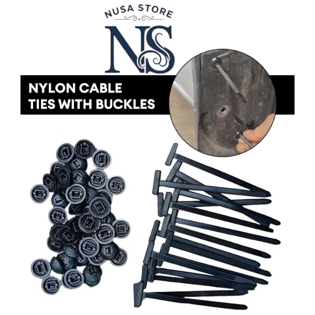 [1 PAK ISI 10 BJ] KABEL TIES NILON TALI PENGIKAT BODY MOBIL MOTOR / BUCKLE TIES / KABEL PENGIKAT  BO