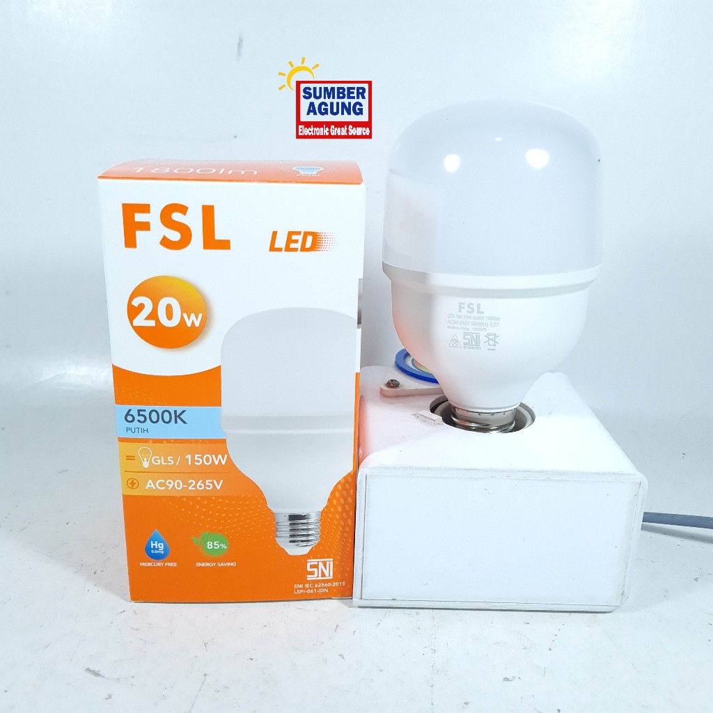 FSL Lampu LED Tabung 20W Lampu Bohlam Kapsul LED Cahaya Putih FSL Daya 20Watt