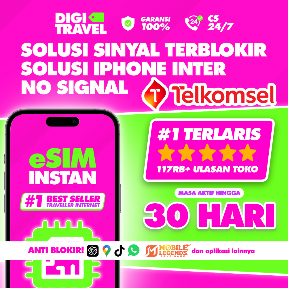 eSIM Roaming Anti Blokir HP Inter iPhone Telkomsel | Solusi iMEI iPhone Blokir | eSIM Indonesia iPho