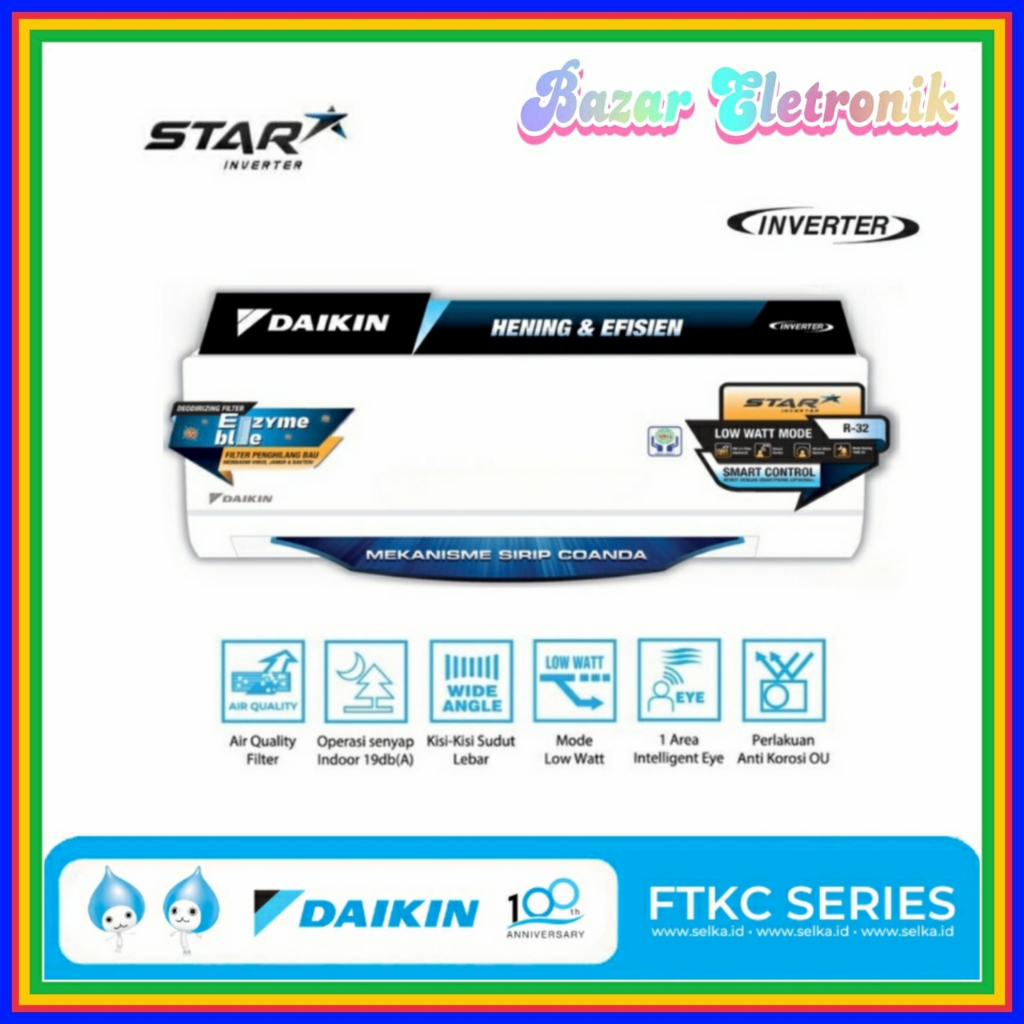 DAIKIN AC INVERTER STAR FTKC 20 TVM 4 / AC DAIKIN FTKC 20TVM4 / AC DAIKIN 3/4 PK / AC SPLIT / DAIKIN