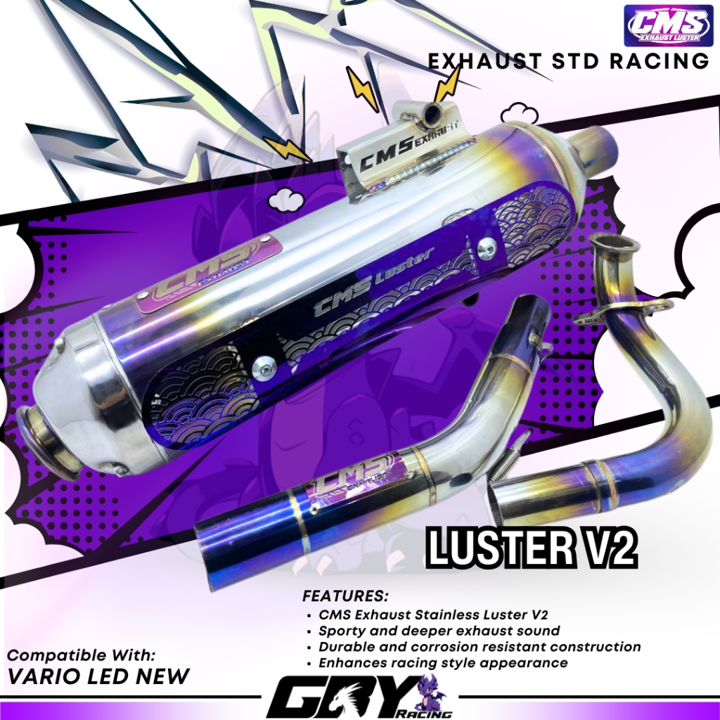 CMS Exhaust Stainless Luster V2 Vario Led New - Knalpot Standar Racing Luster v2 Sarfull Original CM