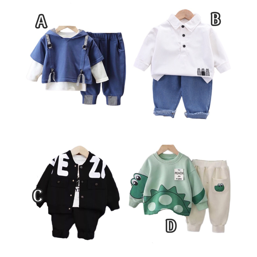 Setelan anak cowok laki laki baju kemeja anak 3 4 5 6 tahun Baby MURAH setelan kodok bayi LUCU cewek