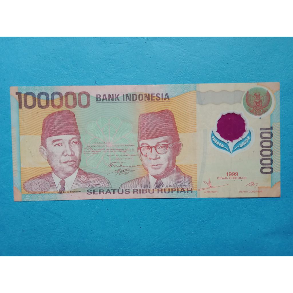 Uang 100.000 Rupiah Polymer 1999