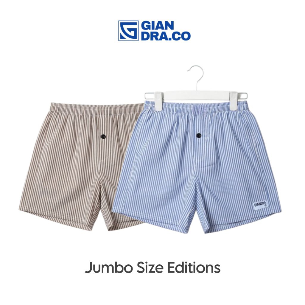 Celana Pendek Boxer Salur Pria Wanita Size Jumbo | Kolor Ukuran Jumbo Unisex Bahan Katun